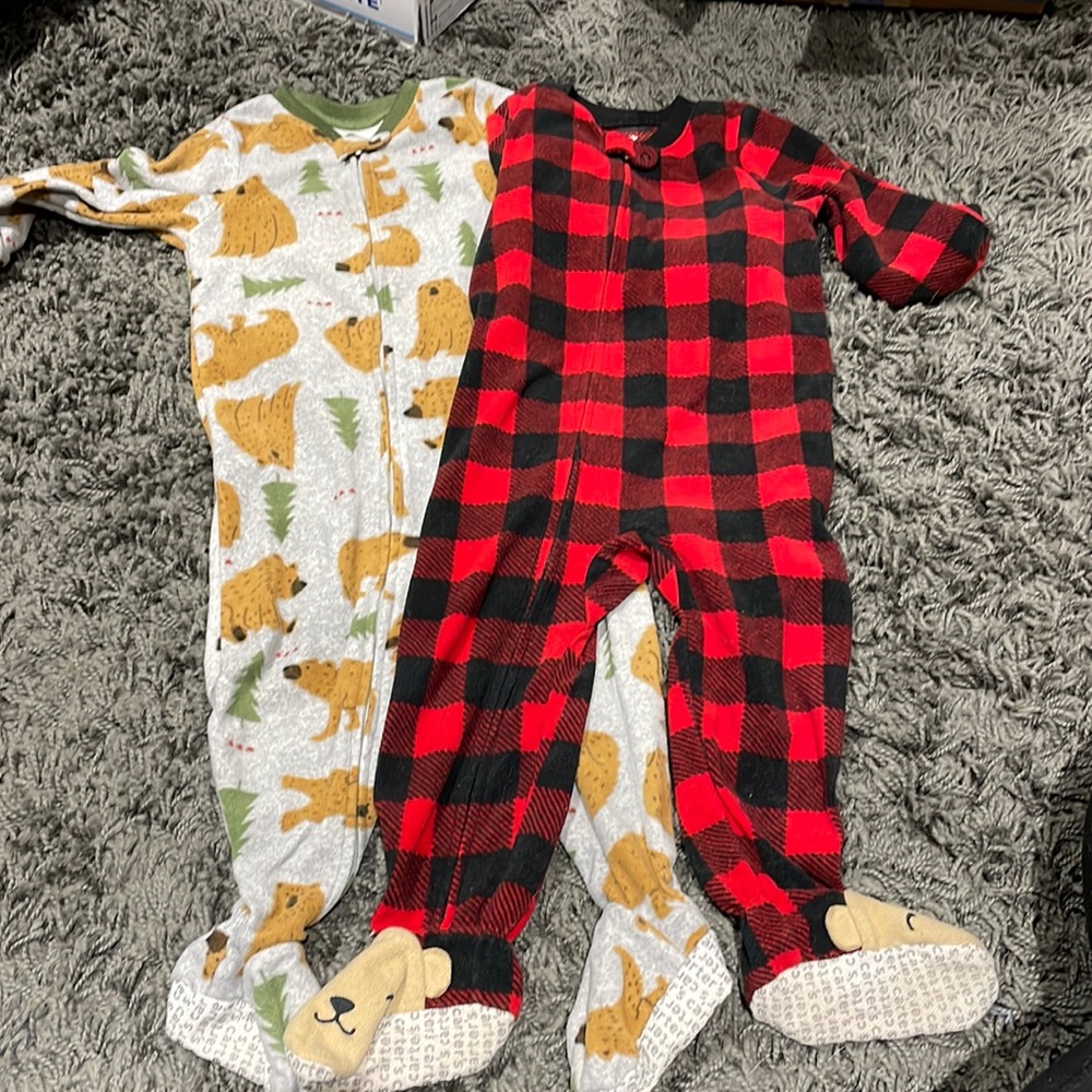 2 Carters Fleece Footed PJs